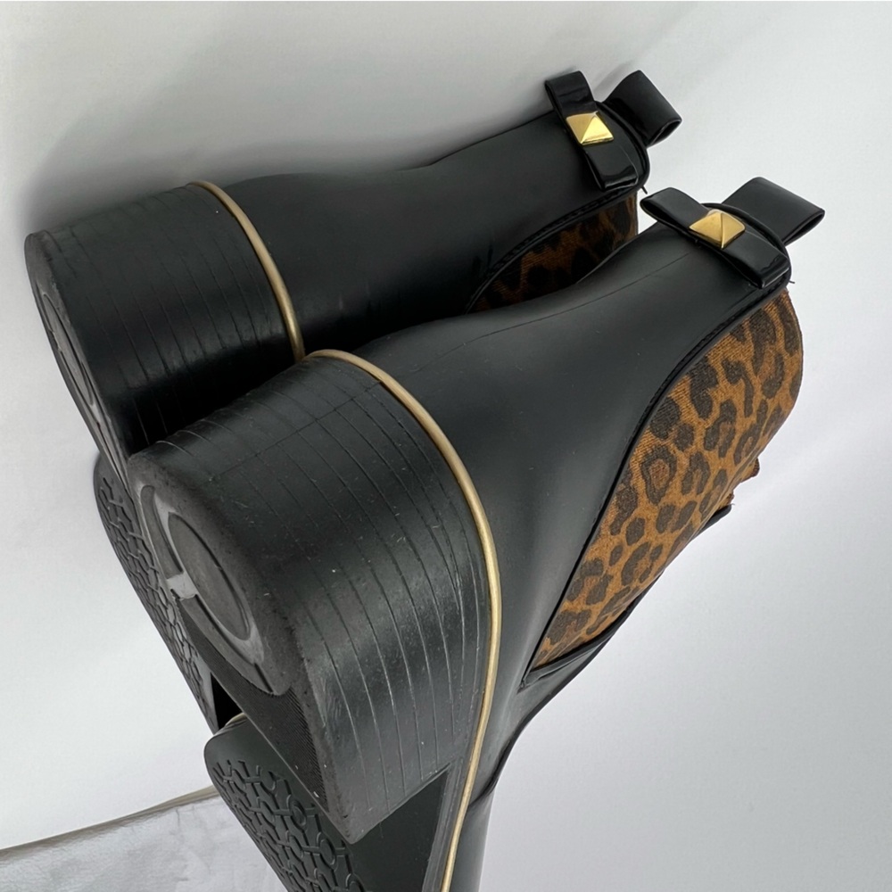 Kate Spade New York Chelsea Booties Black Leather Leopard Print Womens 6/7 - Picture 11 of 14
